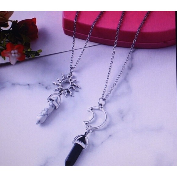2 Healing Protecting Sun Moon Crystal Pendants Necklace Car Hanger Pendulum NWT - Picture 2 of 7